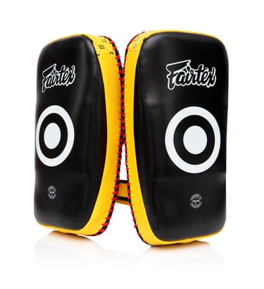 Fairtex KPLC2 Standard Curved Thai Pads - Black/Yellow - Image 2